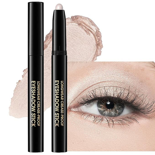 Eyeshadow Stick Shimmer Eye Brightener Pencil Cream Eye Shadow Eyeliner Pencil Crayon,High Pigmented Blendable Waterproof Long-Lasting Highlighter Stick Makeup,Vegan&Cruelty-Free,#6-Oyster