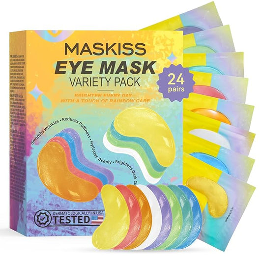 Under Eye Patches Variety Pack (24 Pairs), Easter Gifts for Her, Eye Masks for Dark Circles Puffy Eyes With 8 Colors (3 Pairs/Color), Vegan Skin Care Gifts for Women