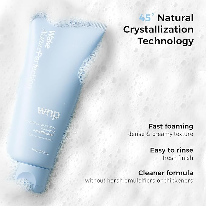 WNP Centella & 4D Hyaluronic Acid Ultra-Hydrating Gentle Face Cleanser with 50% Amino Acid, Ceramide & Centella Asiatica. Gentle Daily Facial Wash for Dry & Sensitive Skin. Vegan SkinCare