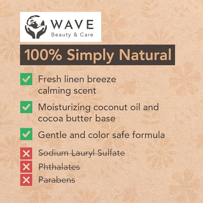 Wave Fresh Linen Shampoo & Conditioner Bar Set - Natural & Organic Moisturizing Vegan Shampoo and Conditioner Bars for Women & Men - Long-Lasting (80-120 Uses)