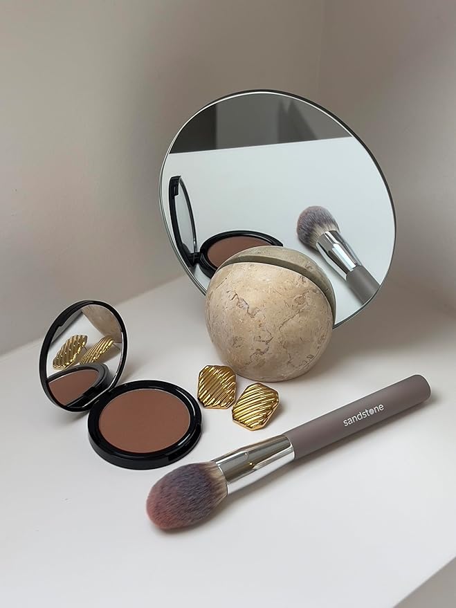 Sandstone Scandinavia Powder Brush – Large, Fluffy Makeup Brush for Even Powder Application – Ultra-Soft Vegan Bristles – Cruelty-Free