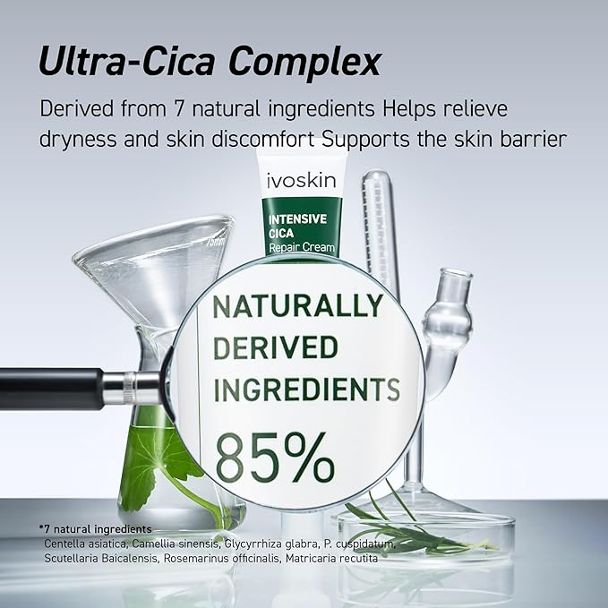 Cica Redness Relief Treatment Cream, Soothing & Hydrating Green Correcting Moisturizer with Madecassoside, Helps Repair Skin Barrier for Sensitive Skin, Vegan, Korean Skincare (1.76oz / 50g)