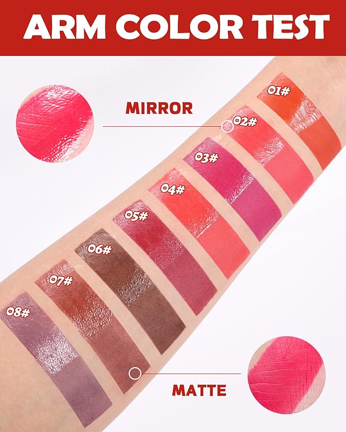 2 In 1 Peel Off Lip Stain Oil Set, Dual Ended Waterproof Long Wear Tattoo Lipliner with Clear Lip Gloss, Transfer-Proof and Non Sticky Peel Off Lips Tint Stain, Matte & Mirror Finish Lipstick-03
