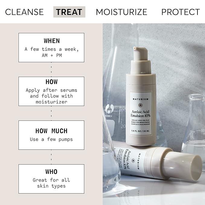 Naturium Azelaic Acid Emulsion 10% Plus Bioactive Complex & Niacinamide, Anti-Aging Skin Care, 1 oz