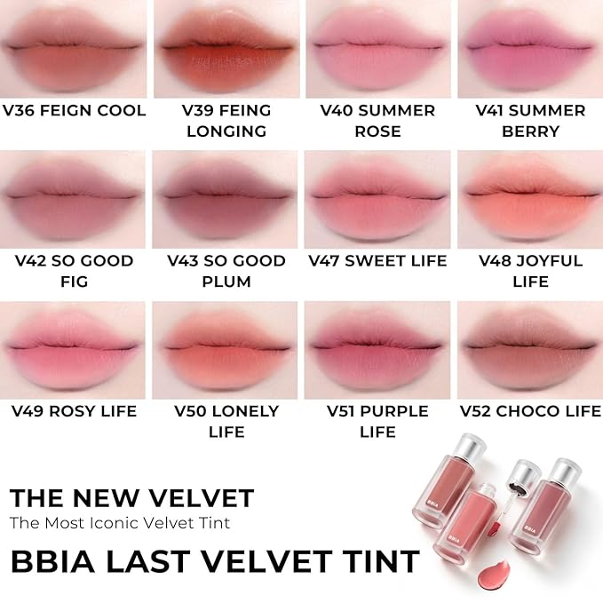 BBIA Last Velvet Tint NEW - Soft Creamy Matte Finish Lip Stain, Blur Effect & Velvety Texture, Long-Lasting, High Pigment, Non-Drying, Vegan, Korean Lip Makeup (V21 REAL NOTE, Pack of 1)