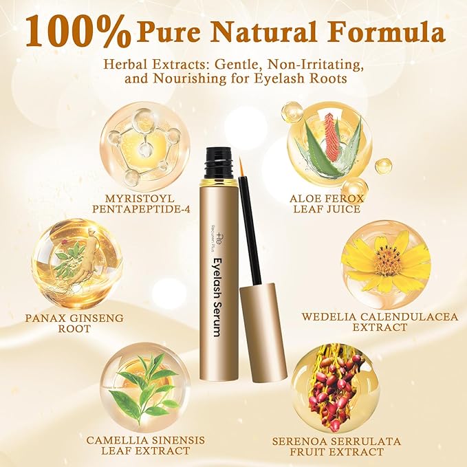 Premium Eyelash Growth Serum: Advanced Vegan Formula for Longer Thicker Lashes – Natural Safe Ingredients