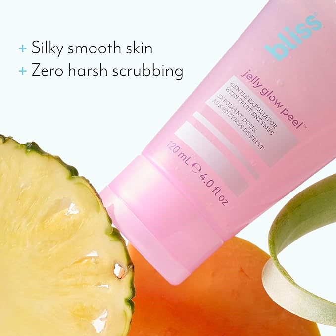 Bliss Jelly Glow Peel™ Gentle Non-Abrasive Cleanser and Exfoliator With Fruit Enzymes - 4 Oz - Nourishes and Hydrates Skin - Clean - Vegan & Cruelty Free