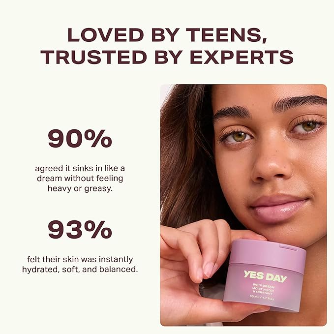 Yes Day Whip Dream (Refill) Face Moisturizer for Teens – Whipped Airy Gel Cream for Glowing Skin – Clean Hydrating Skincare for Teens & Ages 10 Up, with Coconut and Vegan Ceramides (50ml / 1.7 fl oz)