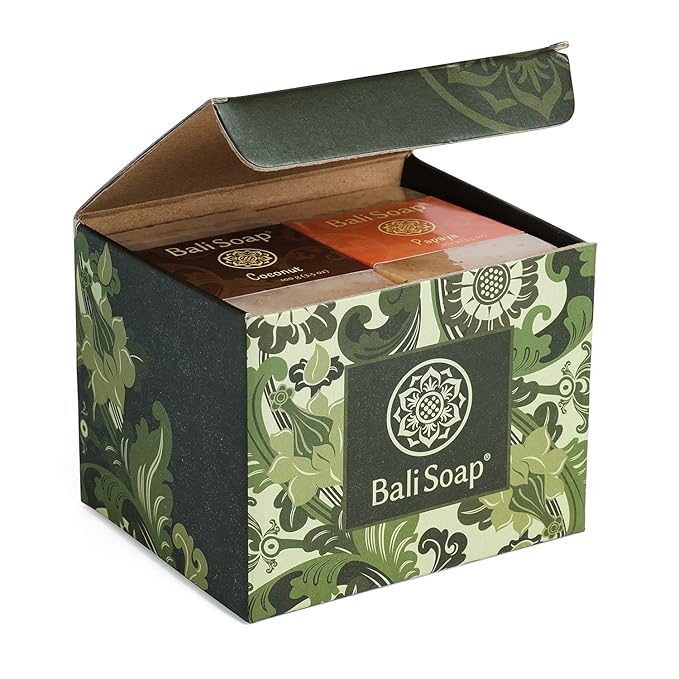 Bali Soap Premium Natural Soap Gift Set - 6 Handcrafted Bars with Botanical Extracts, Vegan Cold Process Soap, Moisturizing & Nourishing