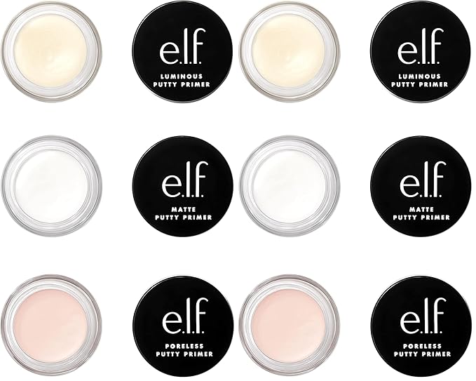 e.l.f. Cosmetics Putty Primer Trio, Includes Poreless Putty, Matte Putty & Luminous Putty, Travel Size, 0.14 Oz (4g) Each, 0.14 ounces (Pack of 2)