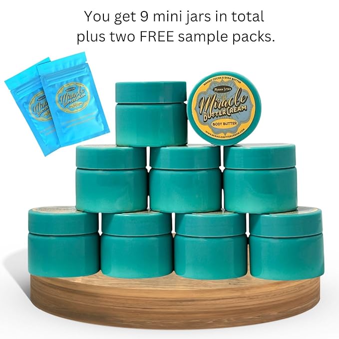 Miracle Butter Cream Body Butter 9-Pack Variety Set, Luxury Vegan Formula, Perfect for Eczema, Sensistive and Dry Skin, Try 9 Best Sellers, 24 Hour Moisture, Perfect For Travel and On-The Go