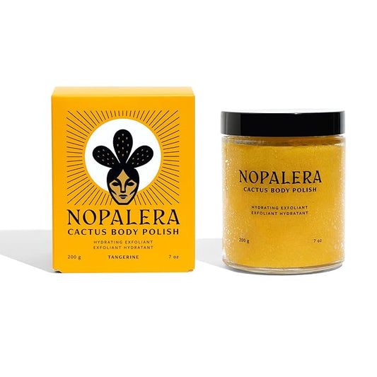 Nopalera Cactus Body Polish, Tangerine, 3-in-1 Clean Beauty, Oil Cleanser, Exfoliant and Body Moisturizer with Cactus Oil, Dermatologist-Tested, 6 oz