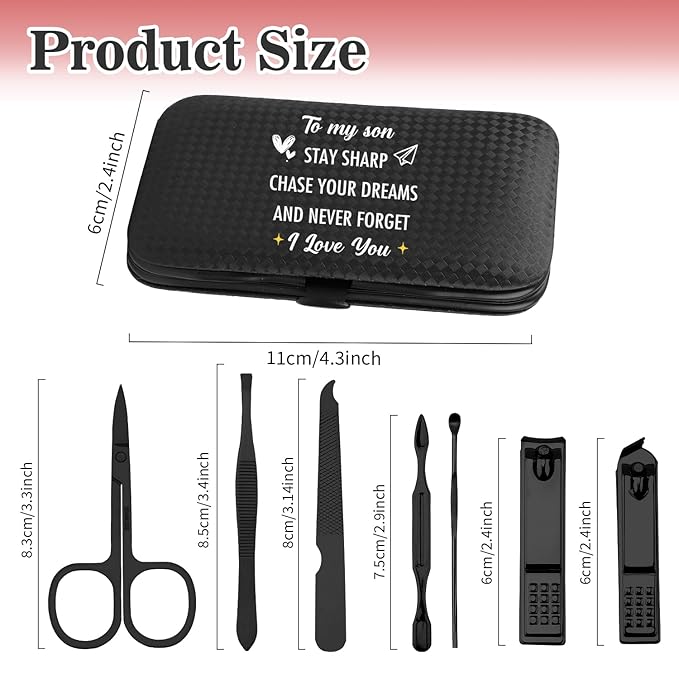Gifts for Son,Son Christmas Gift Birthday Stocking Stuffers Father's Valentines Day Stepson Gifts Ideas for Him Adult Son from Mom Dad Stepmom Nail Kit Clippers for Men Manicure Pedicure Tools