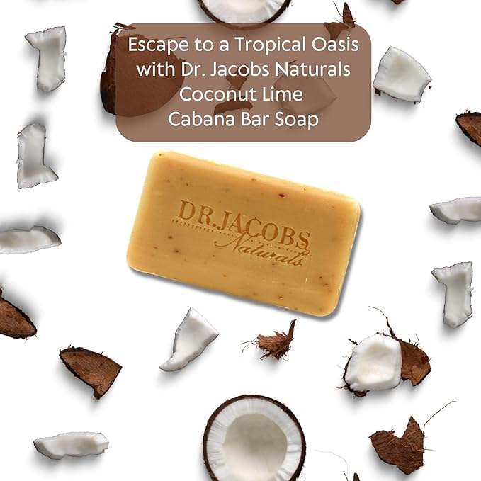 Dr Jacobs Naturals, Triple Milled Loofah Exfoliating Castile Bar Soap (Pack of 6) - Free of Parabens, Sulfates, Synthetics, Gltuen and GMO (Coco Loco Limeade)