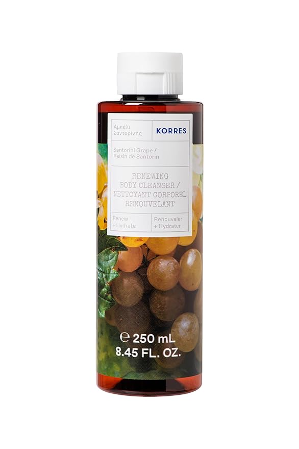 KORRES Renewing Body Cleanser, Santorini Grape, Foaming Shower Gel for Women & Men with Hydrating Greek Botanicals, Body Wash for Smooth Skin, Vegetarian & Cruelty Free, Made in Greece, 8.45 Fl Oz