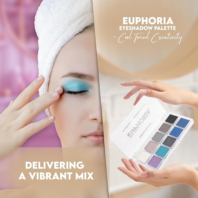 Profusion Cosmetics 10 Shades Eyeshadow Palette - Highly Pigmented Multi-Finish Formula, Effortless Day to Night Smoky Eye Looks, Vegan & Cruelty-Free Makeup, Euphoria