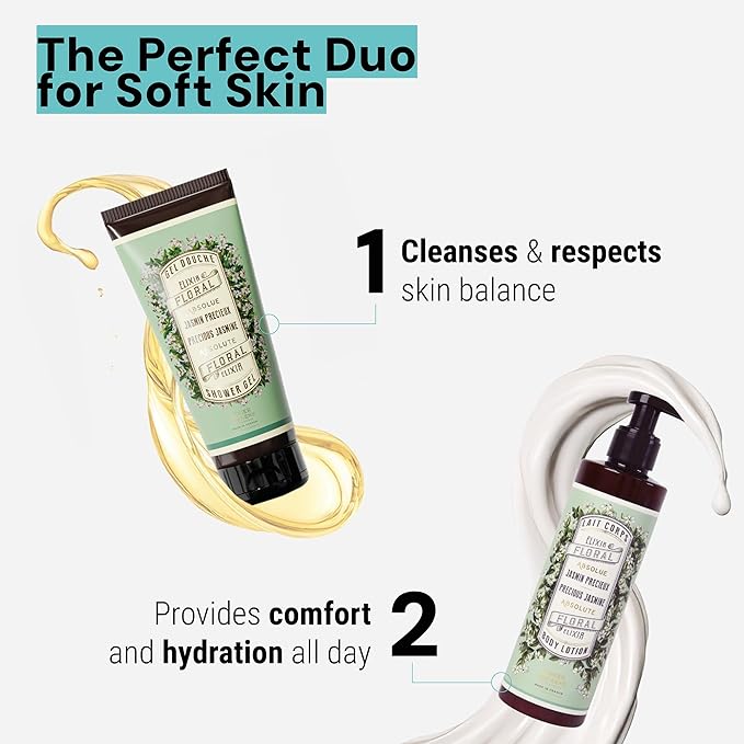 Panier des Sens - Jasmine Moisturizing Body Wash for Women & Men - Gentle Shower Gel with 96% Natural Ingredients for Normal, Sensitive Skin - Body Care Made in France, SLS Free, Vegan - 6.8 Floz