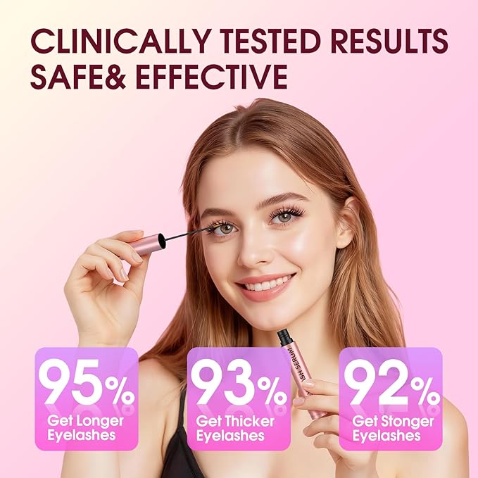 Lash Serum for Eyelash Growth: Premium Eyelash Growth Serum with Advanced Formula to Boost Longer Fuller and Thicker Lashes and Eyebrows - Gentle & Vegan for Sensitive Eyes