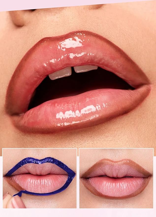 Double-Ended Peel-Off Lip Liner & Gloss Tint – Long-Lasting Hydrating Lip Color, Smudge-Proof & Kiss-Proof Gloss Duo for Plump Shiny Lips (04 Mocha Glow)