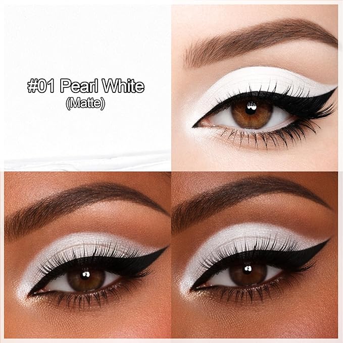 Erinde Pearl White Eyeshadow Stick, Waterproof Nude Matte Eye Shadow Sticks, Cream Eye Shadow Pencil Crayon, Buildable & Blendable Long-Lasting Eyeshadow for Older Women, Vegan & Cruelty-Free, B01