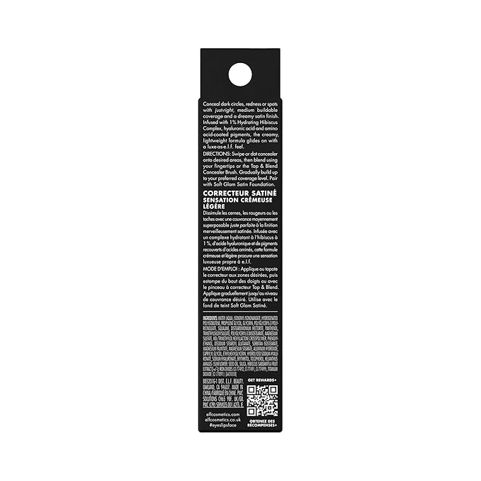 e.l.f. Soft Glam Satin Concealer, Medium Coverage For Blemishes & Under-Eye, Crease-Resistant, Long Lasting, Vegan & Cruelty-Free, 52 Deep Cool