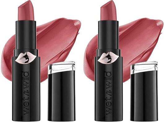 wet n wild Mega Last Matte Lip Color, Semi Matte Hyaluronic Acid Infused, Long Lasting Full Coverage for a Nourishing Pout, Cruelty-Free & Vegan - Wine Room (Pack of 2)