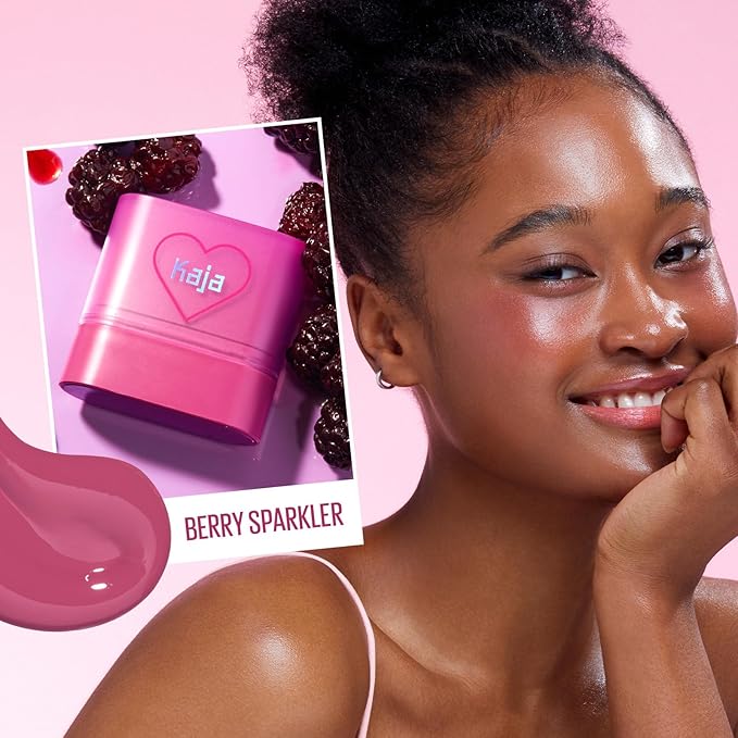 KAJA Cheek & Lip - Dewy Bar 01 Berry Sparkler | Creamy Blusher and Balm Multi-Stick, 45% Moisturizing Oil, Apple Extract, Vitamin-Hyaluronic Acid Infused, High Shine, 10g