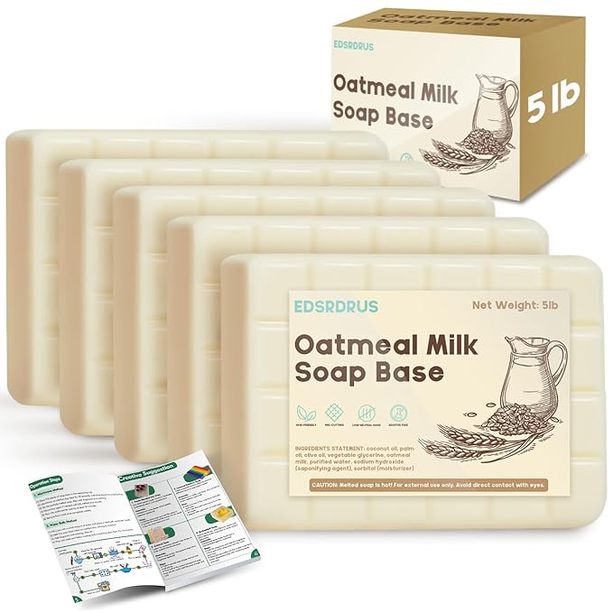 5lb Glycerin Soap Base - Scented Melt and Pour Soap Base for DIY Crafting, Easy to Cut, Vegan and Cruelty-Free, Moisturizing and Gentle on Skin for Soap Making Supplies (Oatmeal Milk, 5 Pound)