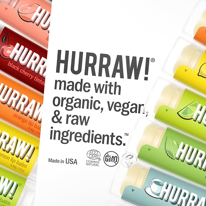Hurraw! Grapefruit, Ginger, Eucalyptus (Kapha) Lip Balm, 3 Pack: Organic, Certified Vegan, Cruelty and Gluten Free. Non-GMO, 100% Natural Ingredients. Bee, Shea, Soy and Palm Free. Made in USA