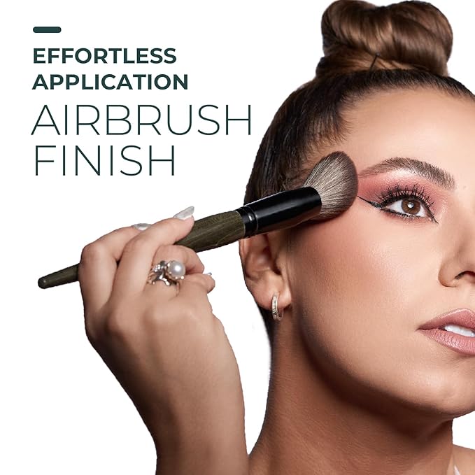 Rose and Ben Beauty C41 Blush Brush | Professional Brush for Flawless Makeup Application | Angled Non-Shedding & Cruelty-Free for Pressed, Powder, & Cream Cosmetics