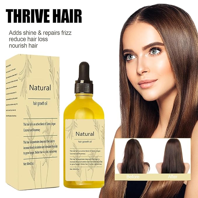 Vegan Natural Hair Growth Oil, 1Pcs hair growth oil Rosemary Oil for Hair Growth Organic for dry damaged hair and growth