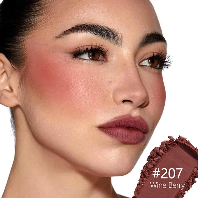 Blush Duo Powder & Cream, Rich Berry Shade, Highly Pigmented, Blendable, Dark Skin Friendly, For Medium to Deep Skin Tones (Wine Berry)