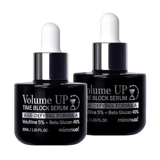 Volume Up Time Block Serum | Anti-Aging 5% Volufiline + 40% Beta Glucan | Plumps Wrinkles by Stimulating Fat Cell Production | Undereye, Forehead, Frown Lines&Neck Wrinkles | 30ml / 2pcs