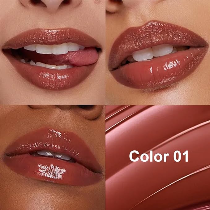 Honey Tinted Lip Stain Lip Gloss, Sheer Hydrating Lip Balm, Moisturizing Lip Color for All Skin Tones, Nourishing Lipstick with a Hint of Natural Black Cherry Tint (A01)