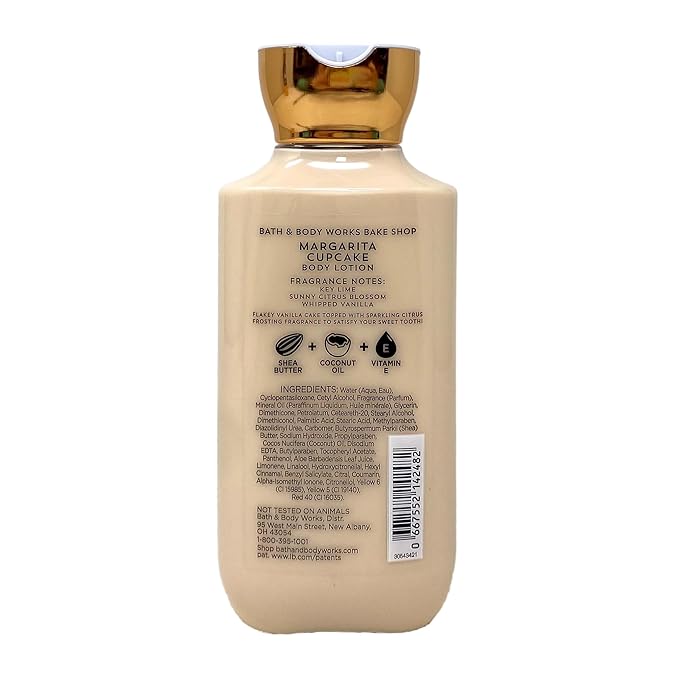 Bath & Body Works Margarita Cupcake 4 Pack 24 Hour Moisture Body Lotion Bundle with a Natural Oats Sample Soap