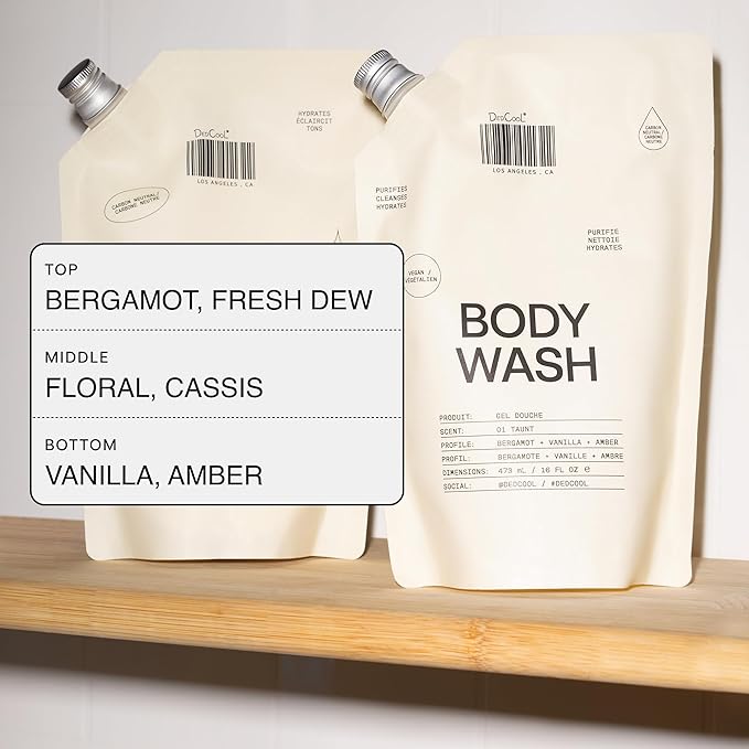 DedCool Body Wash Refill | 01 Taunt | Shea Butter & Snow Mushroom | Hydrating, Non-Toxic, Vegan | Bergamot, Dew, Cassis & Amber | 16 fl oz