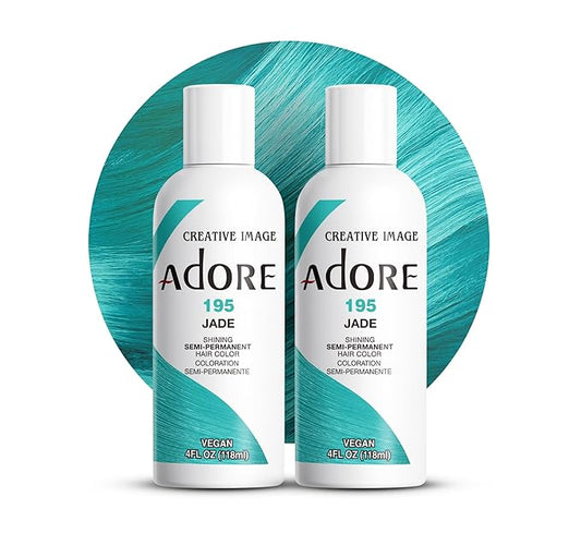 Adore Semi Permanent Hair Color (195 Jade) (2 Pack) | Vegan & Cruelty-Free Green Hair Dye | No Ammonia, No Peroxide, No Alcohol | 4 Fl Oz