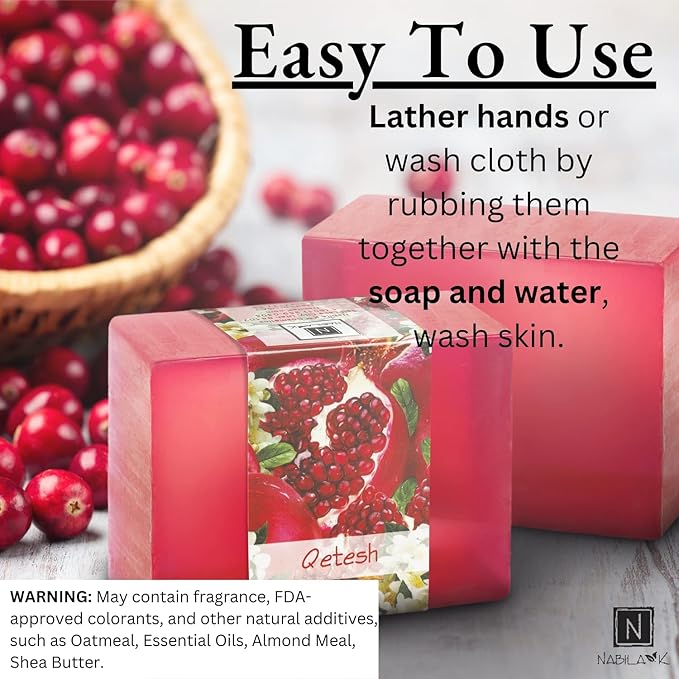 Glycerin Bar Soap Qetesh Scent - Natural, Vegan-Friendly, Hypoallergenic - Moisturizing and Hydrating with 100% Vegetable Glycerin - Sulfate-Free, Paraben-Free, Chemical-Free - 4.5 oz