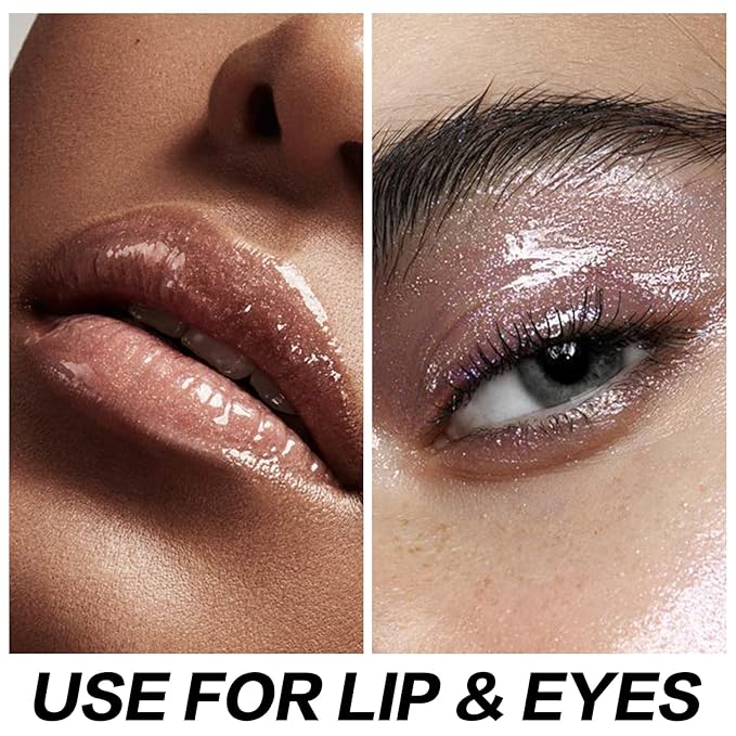 FOCALLURE High Shine Glitter Lip Gloss,Hydrates and Soothes Lips for a Gorgeous,Delivers a Non-sticky Glossy finish,Long-lasting Shine & Fuller-looking Lip Makeup,NU01 JOANNE