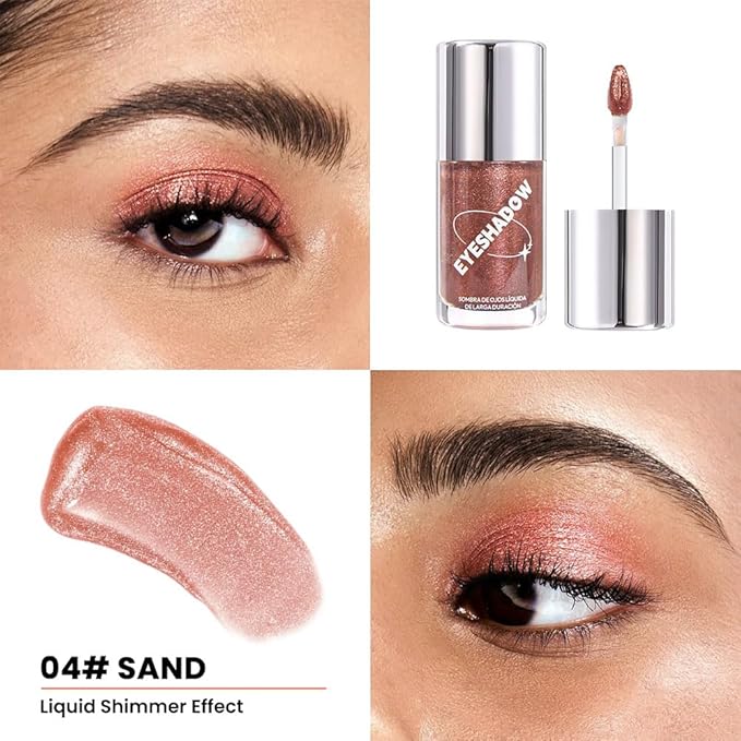 Champagne Liquid Metallic Glittler Shimmer Eyeshadow, Longwear Eye Makeup For Older Women, Buildable Highly Pigmented & Blendable Eye Shadow Cream in Shimmer Finishes, Vegan & Cruelty-Free (Champagne)