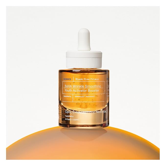 KORRES Black Pine Primus 6x Hyaluronic Complex Serum, Lightweight Wrinkle-Smoothing Water Gel, Vegan Face & Neck Hydration with Pine Bud Extract, 1.01 fl oz