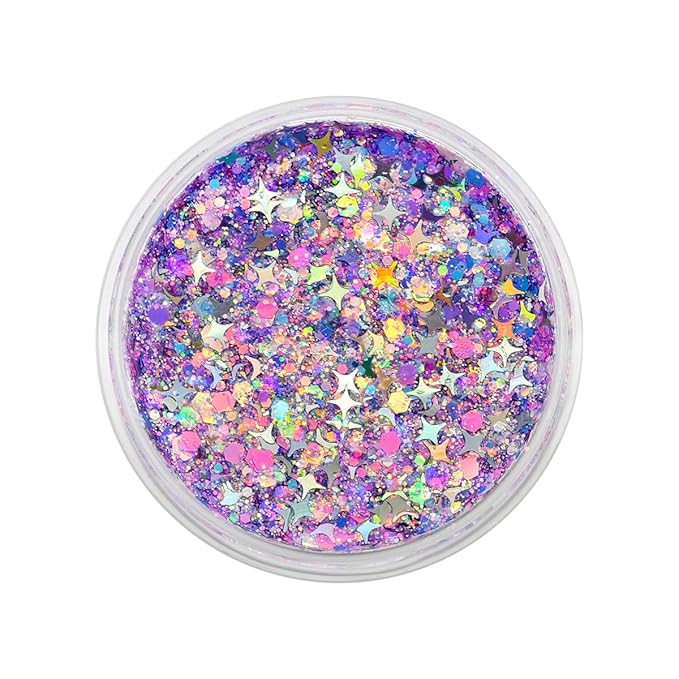 Lilac Purple - Holographic Chunky Glitter Gel for Body, Face, Hair - Vegan & Cruelty Free - Electric Bliss Beauty - Uses Include: Festival Rave Makeup Holidays Cheerleading & More