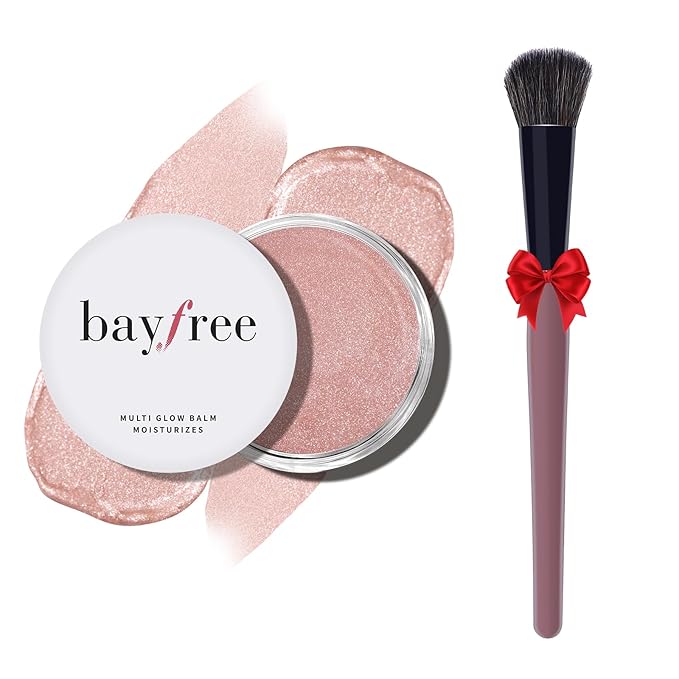 bayfree Multi Cream Blush & Blush Brush Set, Korean Makeup Blush for Cheeks, Multi-Use Face Balm Makeup, Lightweight & Hydrating, Blendable Color, Non-Greasy, Soft Bristles for Radiant Finish (Dewy)