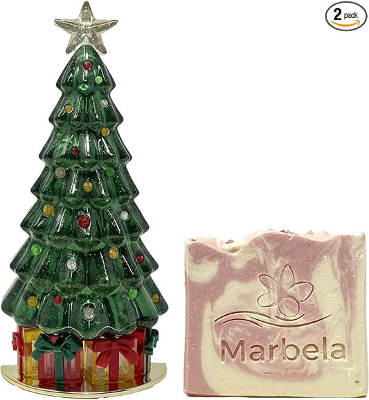 Bath & Body Works Cheerful Christmas Tree Wallflowers Fragrance Plug with a Marbela Sample Soap