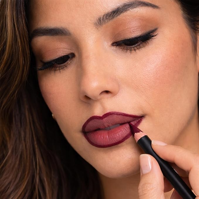 Mynena Maroon Creamy Matte Waterproof Lip Liner | Long Lasting Transfer-Proof | Sharpenable | Blendable Pencil for Defined Lips