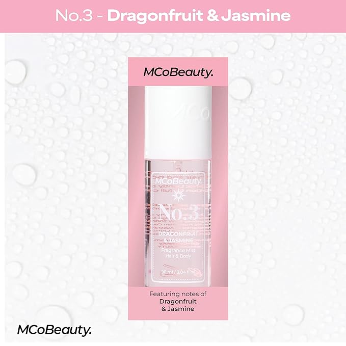 MCoBeauty - Fragrance Mist No.3 - Light Body Mist and Hair Perfume with Sweet Blossom, Dragon Fruit and Lychee - Gifts for Women, Feminine Spray, Self Care Gifts for Women - 90ml Bottle