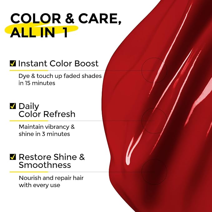 Semi Permanent Hair Color - 6 oz Color Depositing Conditioner with Shea Butter & Almond Oil- Color Conditioner Depositing Hair Mask - Vegan, Paraben, Ammonia & Sulfate Free -Red