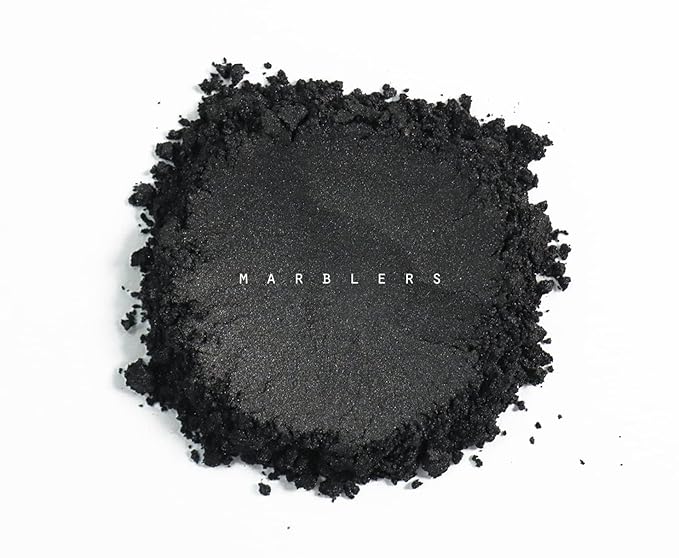 MARBLERS Fine Natural Mica Powder [True Black] 0.11oz (3g) | Highly Pigmented | Non-Toxic, Vegan, Cruelty-Free | Eyeshadow, Body Butter, Nail Polish, Nail Art | Party, Body, Face Makeup