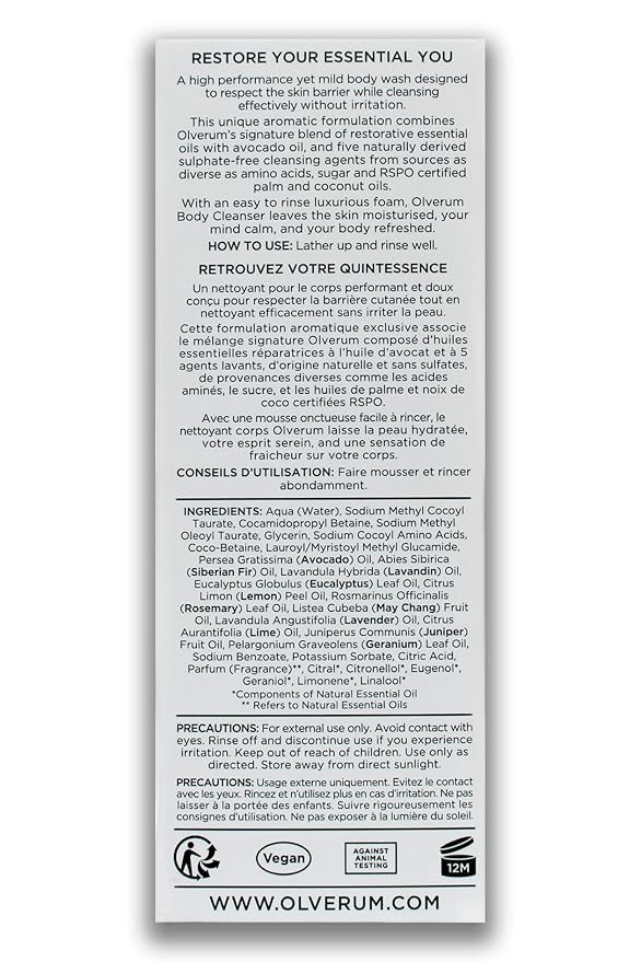 OLVERUM - Natural Body Cleanser | Clean, Vegan Skin Care (8.5 fl oz | 250 ml)