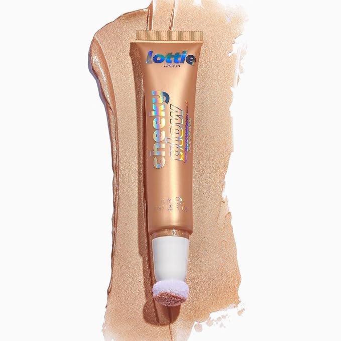 Lottie London Cheeky Glow in Champagne Drip, Liquid Blush & Sheer Highlighter, Buildable Formula Infused with Hyaluronic Acid, Vegan & Cruelty-free